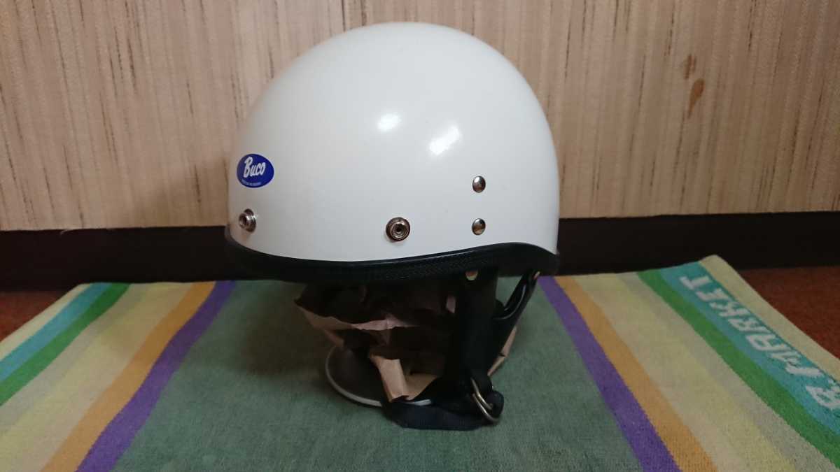 60s ビンテージ ブコ ハーフ ヘルメット プロテクター 耳開き ホワイト