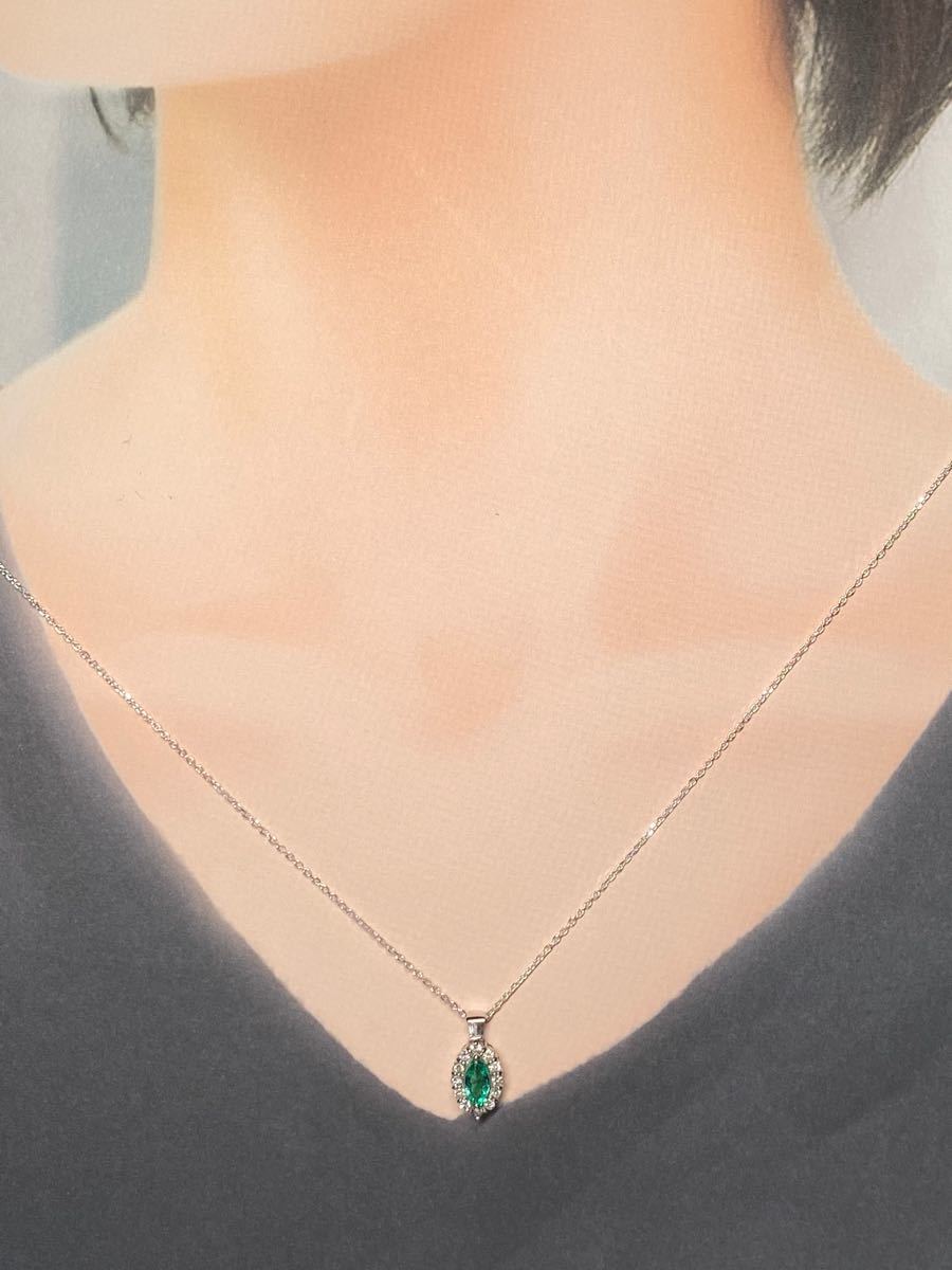 ランキング第1位 良品/エメラルド&ダイヤ/ネックレス/PT900/新品SV ...