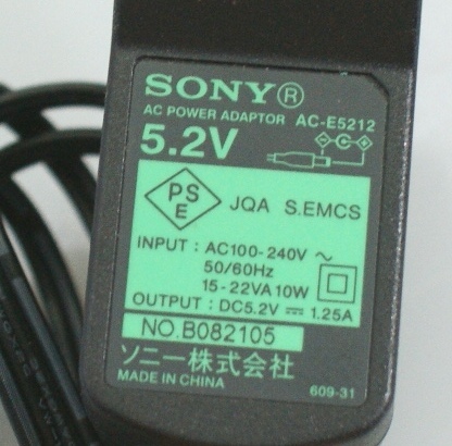 0*0(( free shipping ))SONY Sony AC adaptor charger outlet code AC-E5212 operation OK