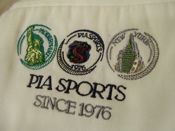 sue866 PIA SPORTS メンズ スラックス ホワイト ■ ツータックパンツ ■ ロゴ刺繍 無地 カジュアル コットンパンツ ウエスト79cm_画像7