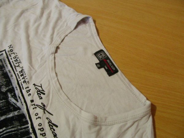 sue966 MICHEL KLEIN HOMME ミッシェルクラン 長袖 Tシャツ ライトグレー ■ フロッキープリント ■ クルーネック カットソー サイズ46 S_画像2