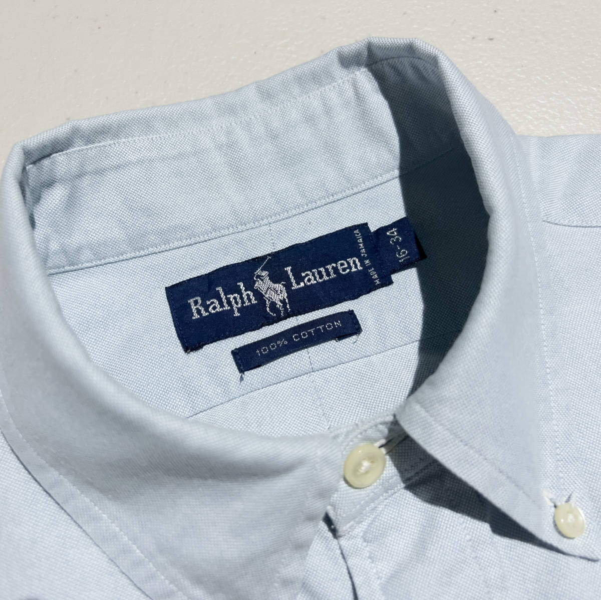 L相当 / POLO RALPH LAUREN オールド ポロ ラルフローレン ボタンダウン オックスフォートシャツ ブルー グリーン ペールトーン 90’s