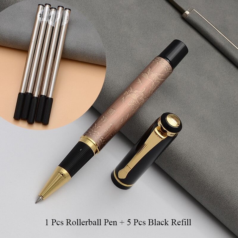 ボールペンローラーペン　ギフト　ゲルペン　高級ギフト　文具　0.5ｍｍ　黒プルカバーペン　エンボス加工　ビジネスペン　A1480_⑥