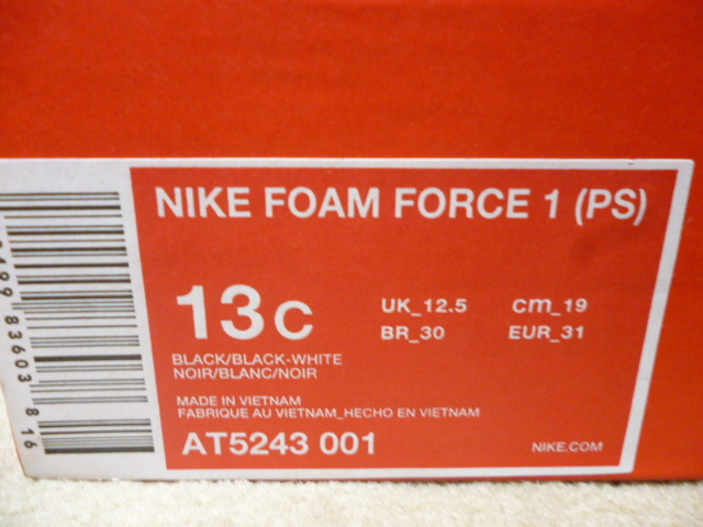格安即決！NIKE FOAM FORCE 1 (PS) 001カラー 19.0cm 新品_画像3