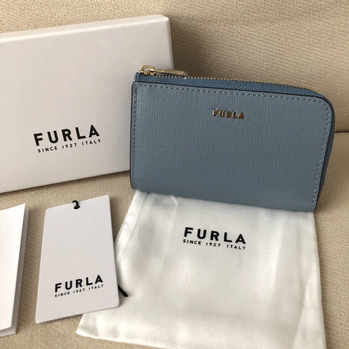 付属品全て有り☆新品 FURLA フルラ キーリング付きキーケース ブルーベージュ レディースファッション 財布、帽子、ファッション小物 