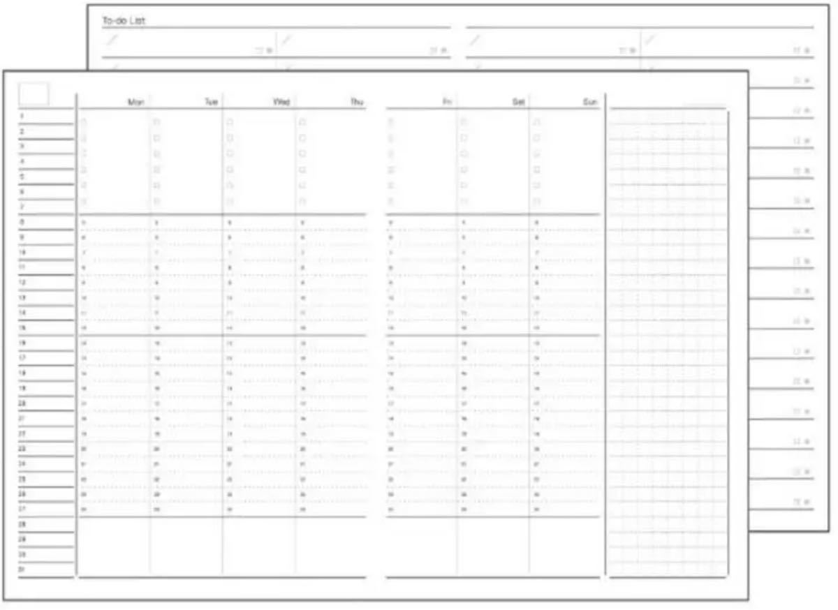 バーチカル A5 手帳 システムノート用リフィル フリーウィークリースケジュール
