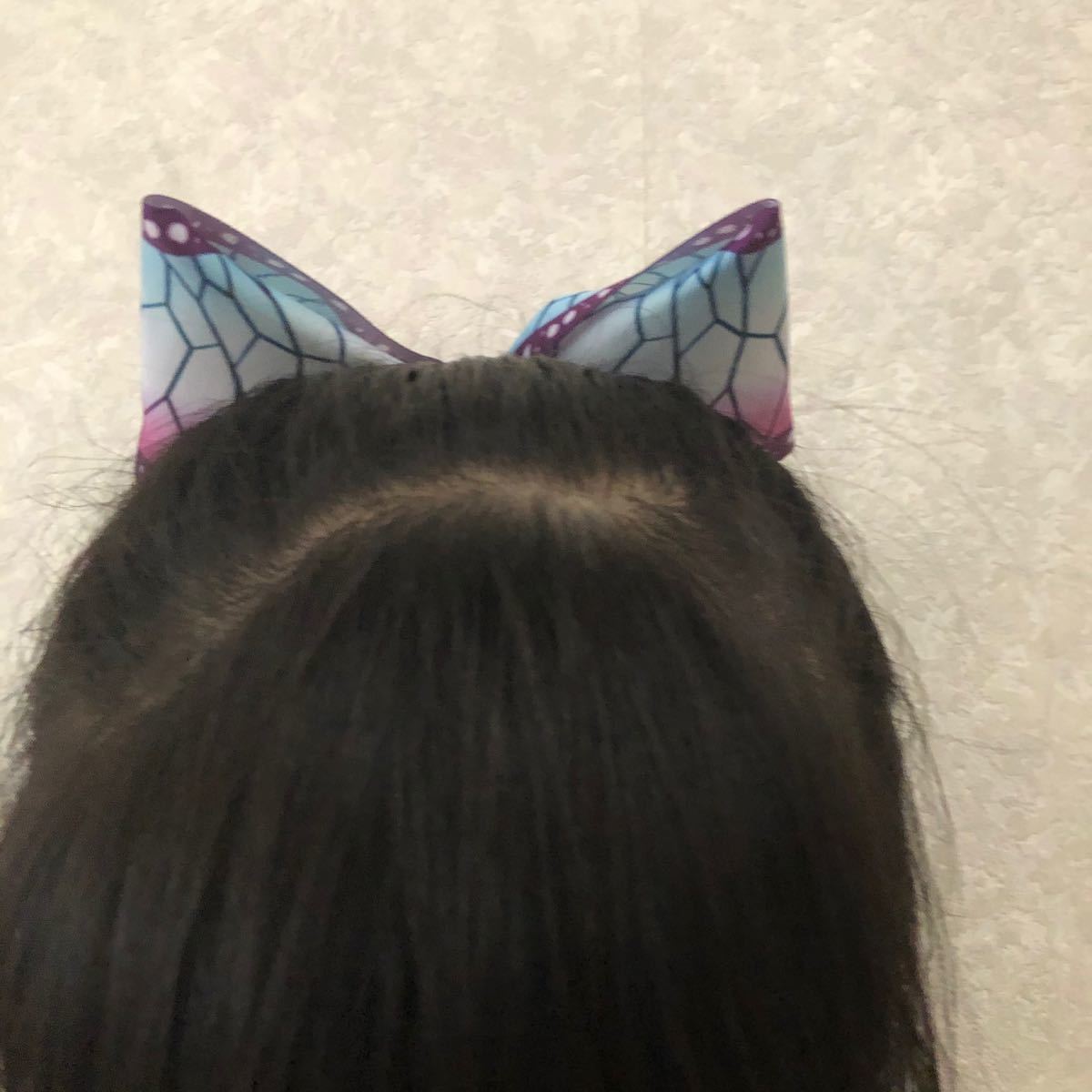 しのぶリボン 蝶柄 蝶リボン 蝶々リボン 和柄リボン 紫 コスプレ ハンドメイド