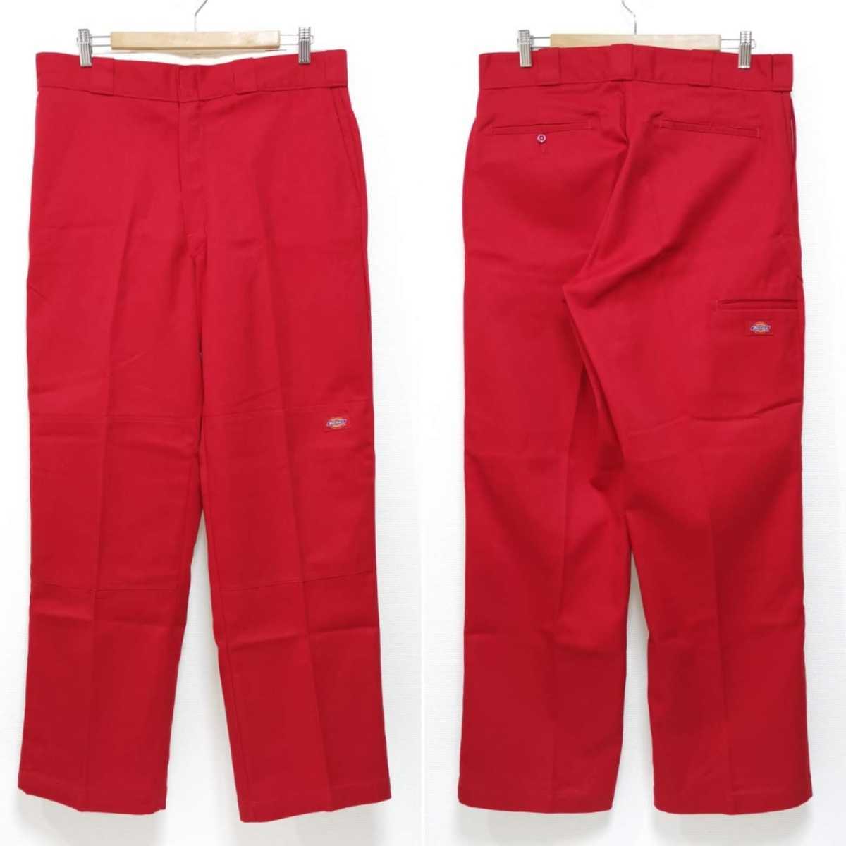 即決 W34 L32 ディッキーズ DICKIES ワークパンツ 赤 ダブルニー ENGLISH RED