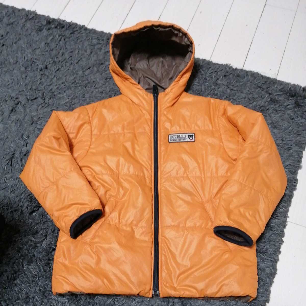 値下げ!ミキハウス☆MIKIHOUSE☆DOUBLE.B☆ダブルB☆リバーシブル☆オレンジ☆ブラウン☆ジャンパー☆サイズ130cm☆USED☆