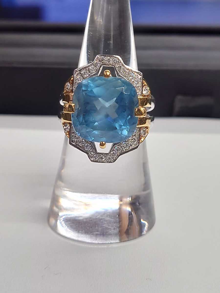 [ luck ...]k18/pt900 aquamarine (11.20ct) diamond te The Yinling g