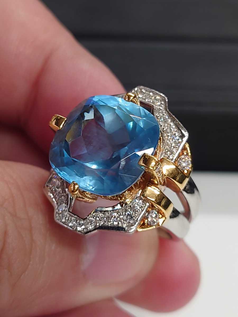 [ luck ...]k18/pt900 aquamarine (11.20ct) diamond te The Yinling g