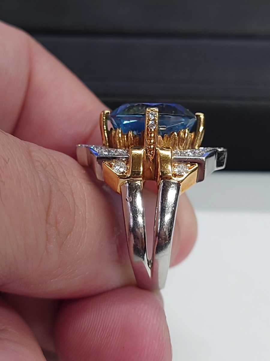 [ luck ...]k18/pt900 aquamarine (11.20ct) diamond te The Yinling g