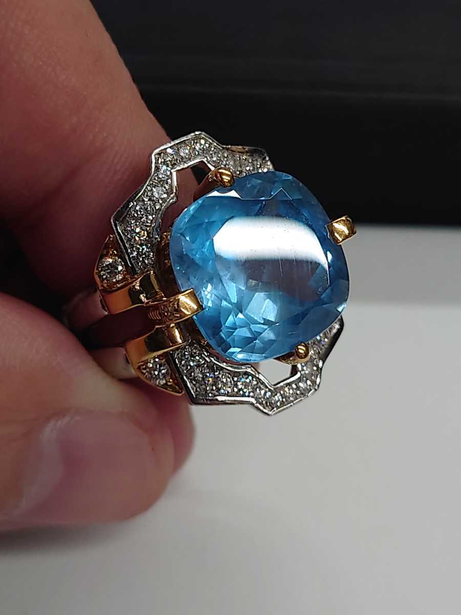 [ luck ...]k18/pt900 aquamarine (11.20ct) diamond te The Yinling g