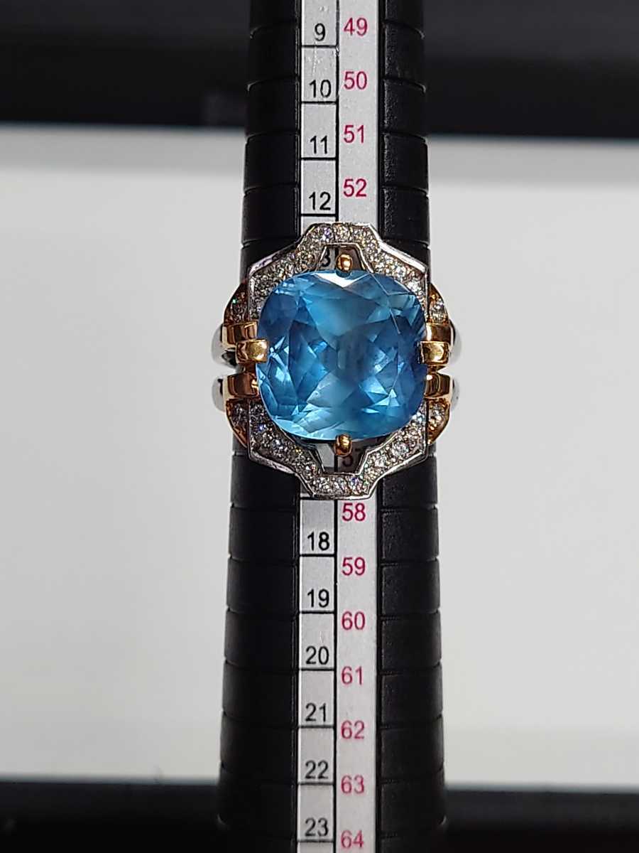 [ luck ...]k18/pt900 aquamarine (11.20ct) diamond te The Yinling g