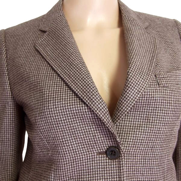  beautiful goods / Burberry Burberrys tailored jacket small size 7 number S corresponding tea Brown wool 100 wool thousand bird .. autumn winter outer lady's 