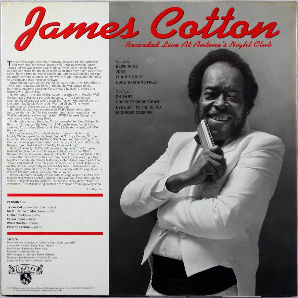 ◆JAMES COTTON/RECORDED LIVE AT ANTONE'S NIGHT CLUB (US LP/Sealed)_画像2