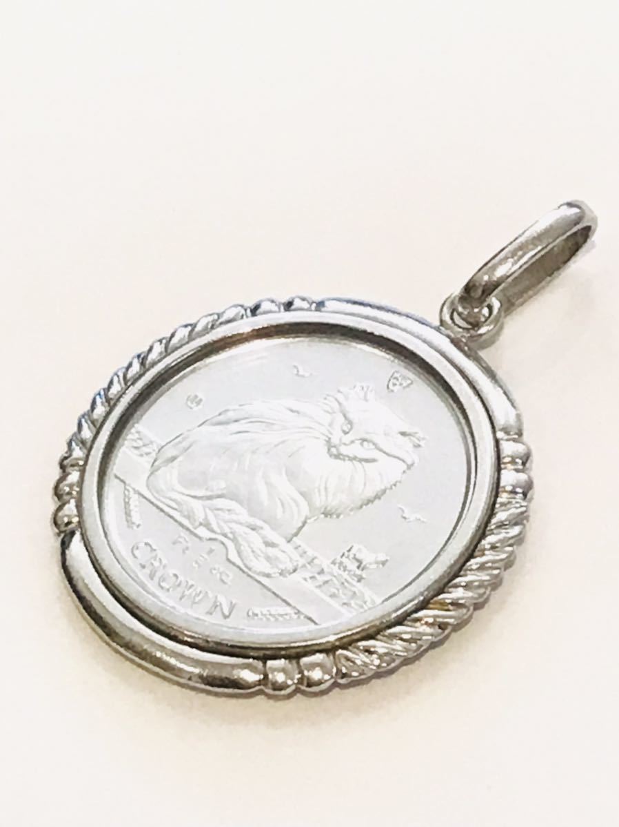  Elizabeth 2. Man island cat coin 1995 year platinum necklace top pendant top coin top 1/5oz gross weight 13.12g