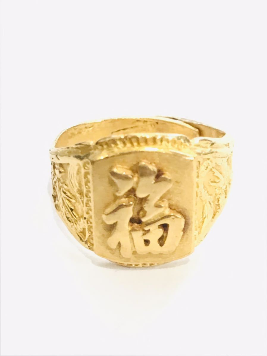  signet ring sculpture ring luck gold Gold original gold K24 original gold ring ring ring gross weight 11.59g free size 