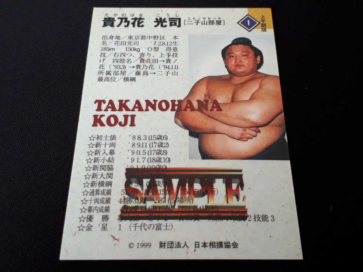 良品 BBM 1999年 上半期版 貴乃花 光司 サンプルカード SAMPLE 大相撲カード_画像3