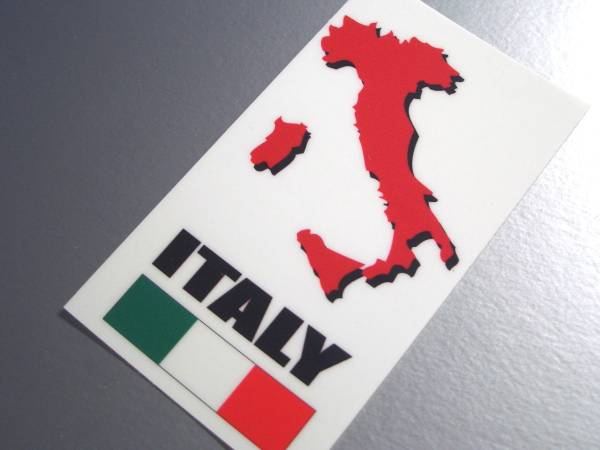 M1# Italy MAP design sticker 2 pieces set S size 8x4.5cm# Italy national flag map original outdoors weather resistant water-proof seal waterproof car etc. EU