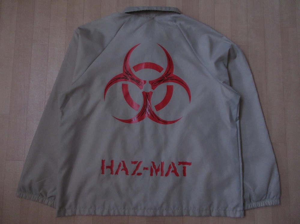 90's USA製 HAZ-MAT BIOHAZARDロゴ ナイロン コーチ ジャケット L ハズマット バイオハザード ピンストライプ ブルゾン Eric Dressen危険物_BIOHAZARD・ナイロンコーチジャケット裏面