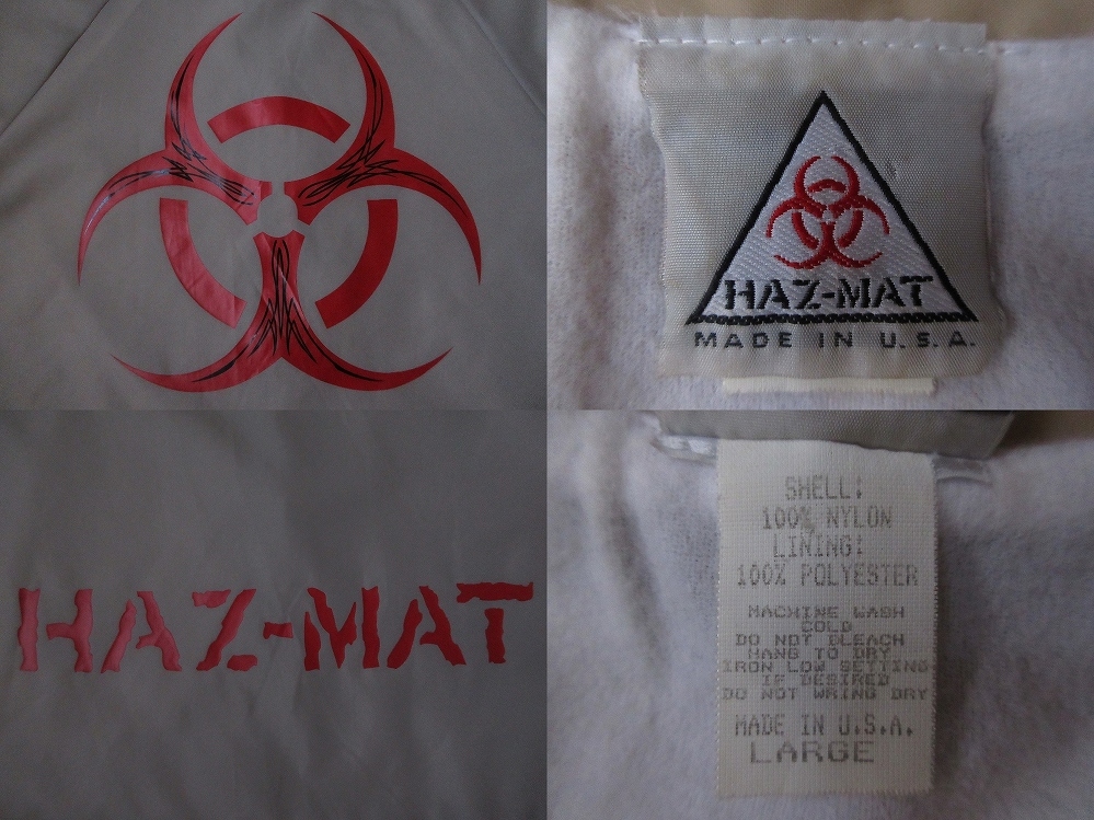 90\'s USA производства HAZ-MAT BIOHAZARD Logo нейлон коуч жакет L - z коврик Vaio риск в тонкую полоску блузон Eric Dressen опасно предмет 