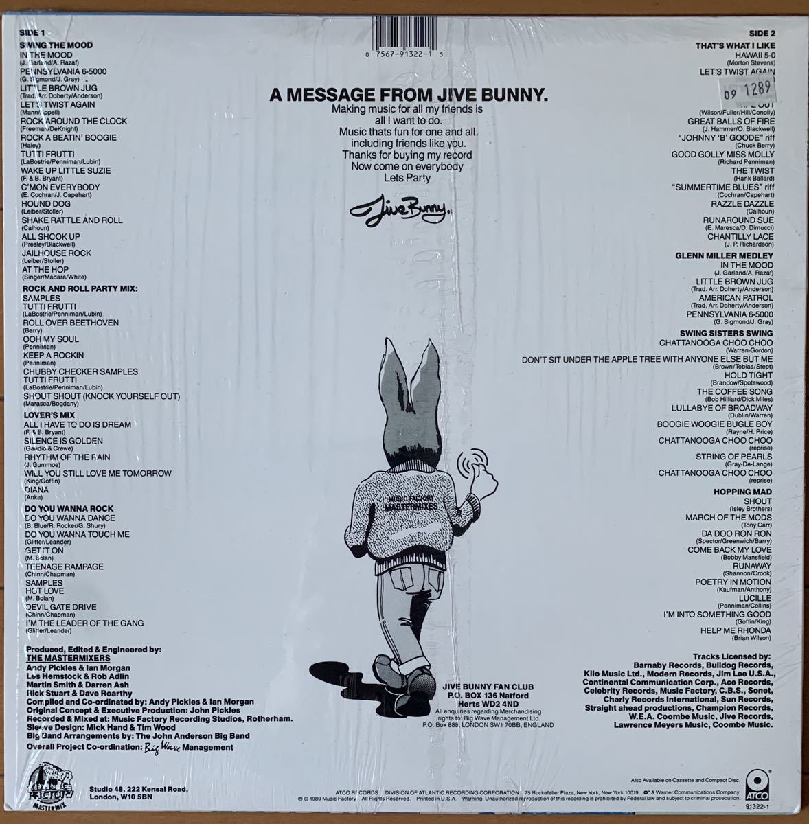 JIVE BUNNY AND THE MASTERMIXERS、LP、THE ALBUM、ネオロカ、ロカビリー、クラブヒット、1989年、MUSIC FACTORYの画像2