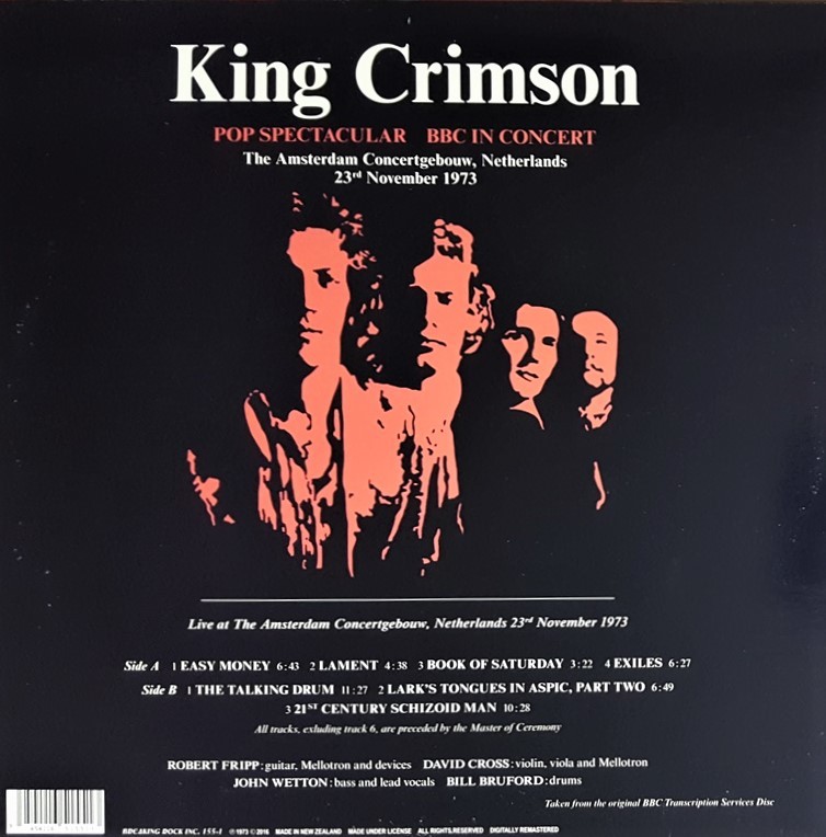 King Crimson キング・クリムゾン - Pop Spectacular BBC In Concert 限定アナログ・レコード