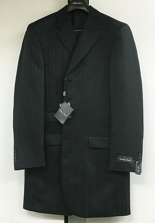 ZOOT SUITS ズートスーツ 黒 ブラック 40L 34W (29198V) 新品 ストライプ 縦縞　ロング丈 スーツ 衣装 ステージ_画像2