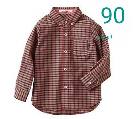新品 ファミリア 長袖シャツ XF 90 チェック 70th familiar 1