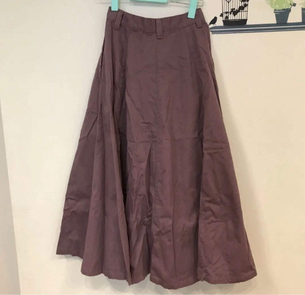 ロングスカート パープル くすみ紫 フレア 美品 デニムスカート カラーデニム