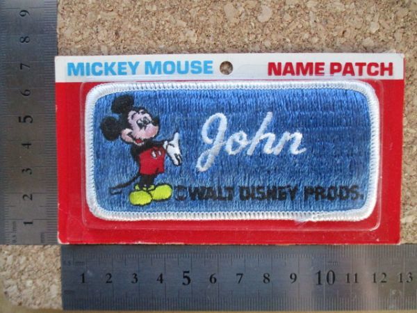 70s Disneyland ディズニーランド『John』ミッキーマウス ヴィンテージ 刺繍ネーム ワッペン/パッチMICKY MOUSEジョンNAME PATCH S15の画像8