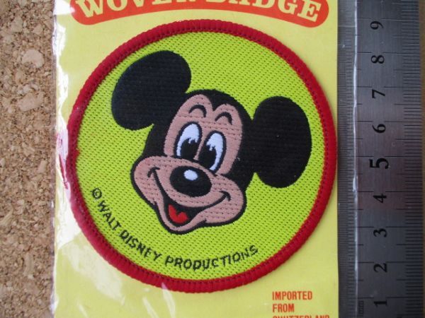 80s WALT DISNEY PRODUCTIONS『ミッキーマウス』ヴィンテージ刺繍ワッペン/スイスDisneylandディズニーランドミッキー パッチ S19_画像8
