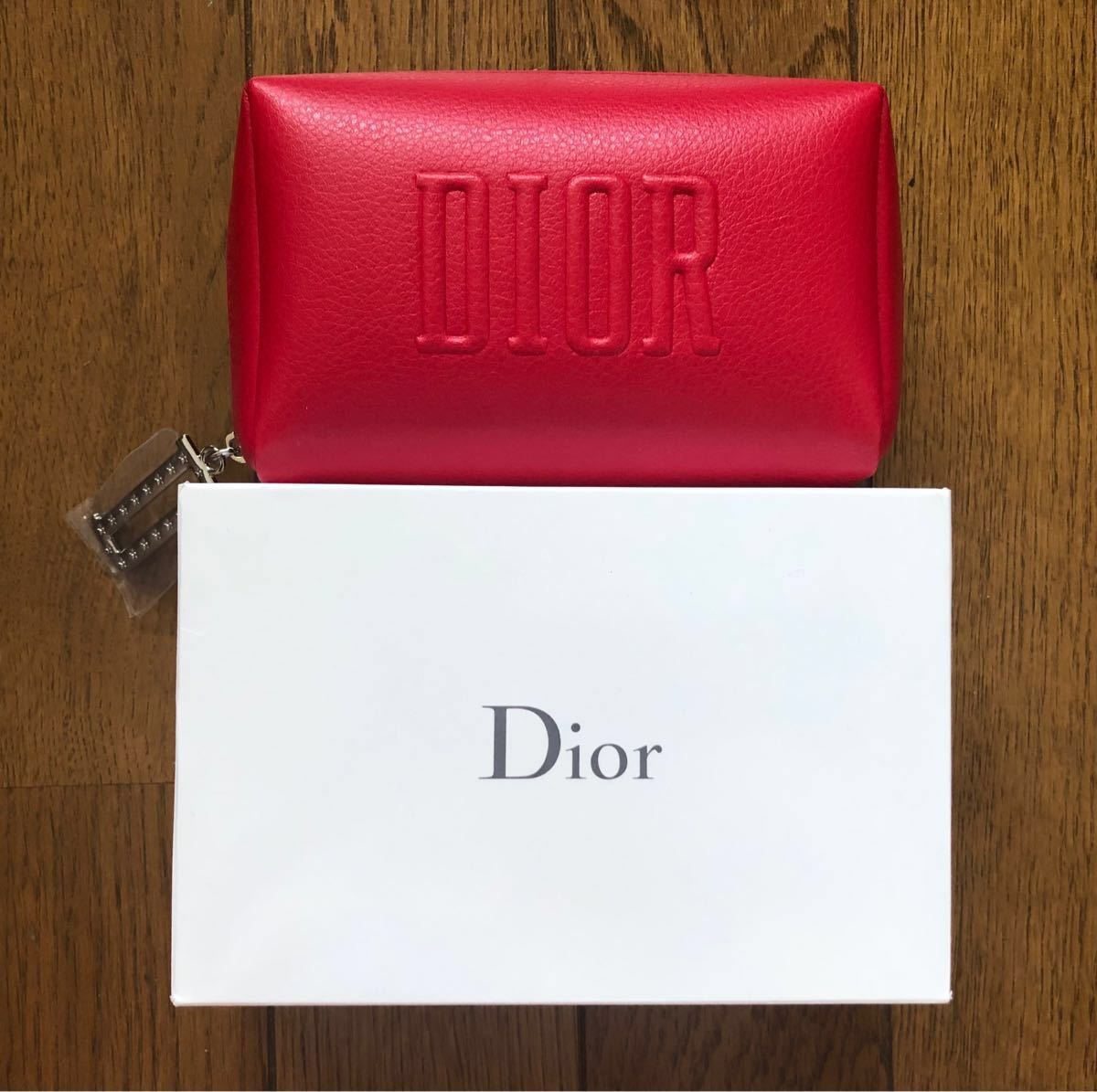 ディオール　Dior ポーチ　スクエア型　レッド　新品　箱付き