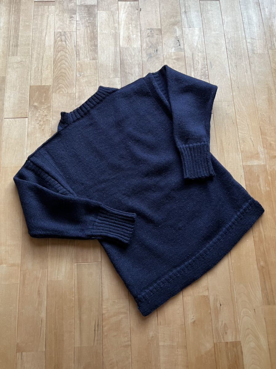 【Bshop購入】Le Tricoteur ルトリコチュール Guernsey Sweater サイズ36 ウールガンジーセーター ニット ネイビー_画像1