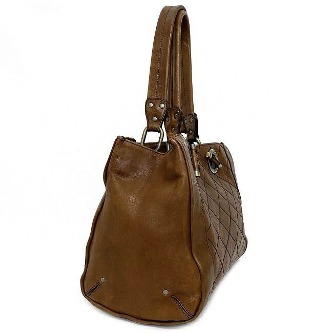 Bally ручная сумочка Brown Camel стеганое полотно лента кожа б/у BALLY большая сумка стандартный популярный 