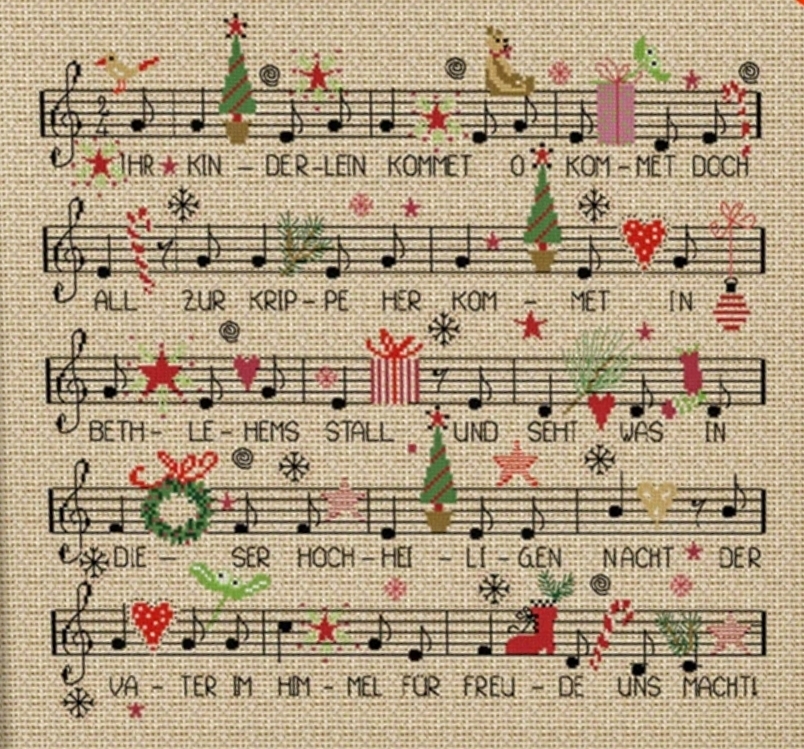 クロスステッチキット■クリスマスソングの楽譜■14カウント 可愛い 刺繍キット■初心者 初級 クリスマス ツリー クリスマスキャロル 簡単
