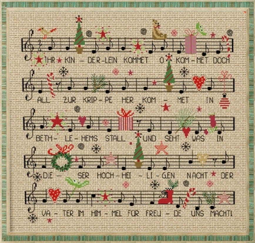 クロスステッチキット■クリスマスソングの楽譜■14カウント 可愛い 刺繍キット■初心者 初級 クリスマス ツリー クリスマスキャロル 簡単
