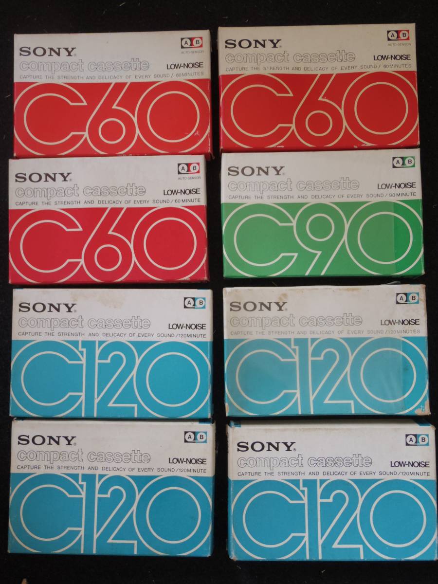 SONY(JAPAN) Cassette-Tape／ソニー紙ケースカセット×8本★宅急便送込・即決★昭和レトロ／ZS03
