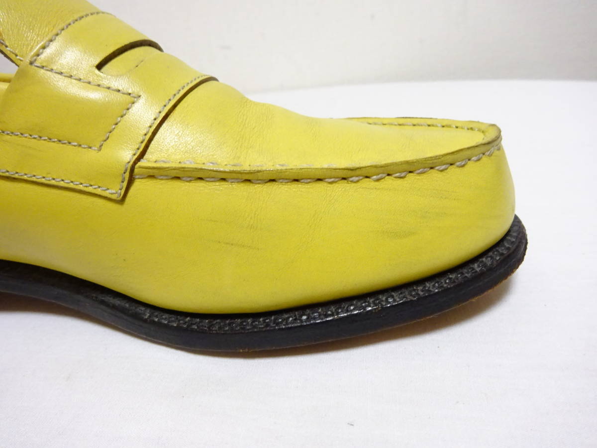 J.M WESTON JM waist n180 signature Loafer leather Loafer yellow yellow color old Logo 5E 24cm rank FRANCE made 