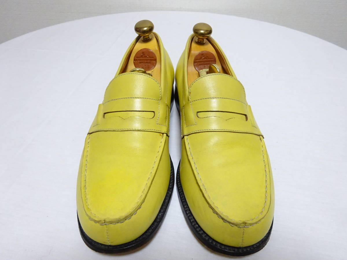 J.M WESTON JM waist n180 signature Loafer leather Loafer yellow yellow color old Logo 5E 24cm rank FRANCE made 