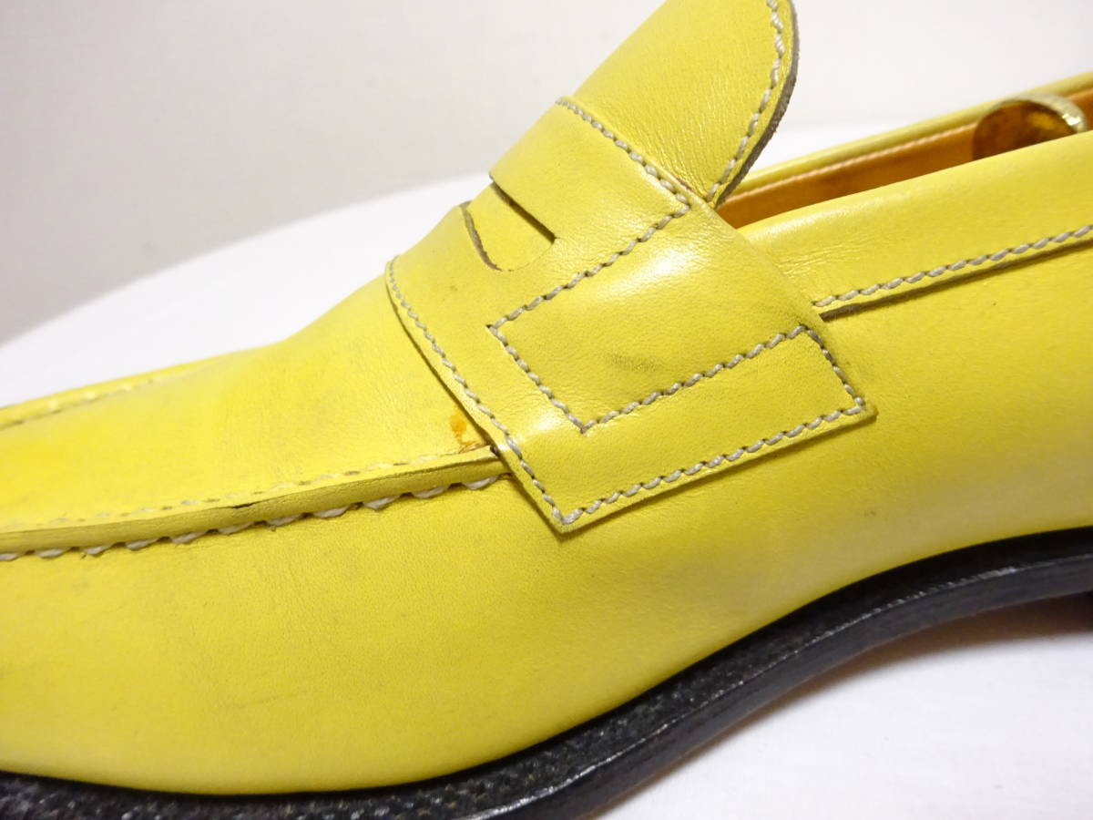 J.M WESTON JM waist n180 signature Loafer leather Loafer yellow yellow color old Logo 5E 24cm rank FRANCE made 