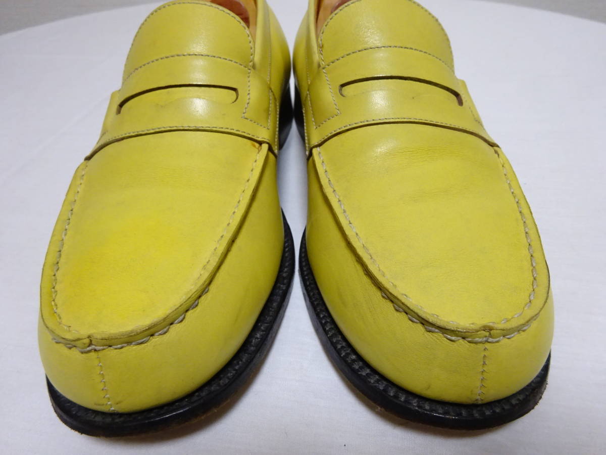 J.M WESTON JM waist n180 signature Loafer leather Loafer yellow yellow color old Logo 5E 24cm rank FRANCE made 