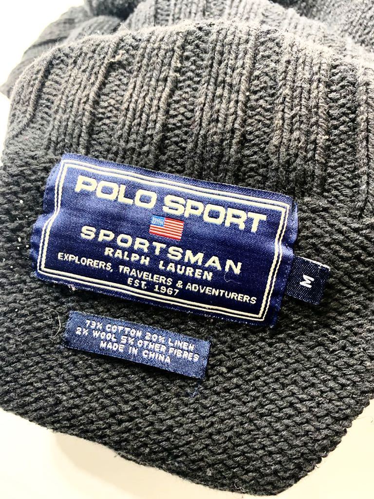 レア！POLO SPORT Ralph Lauren 雪柄 タートルネック 綿×麻 ニット セーター ポロスポーツ SPORTSMANタグ ノルディック柄 ラルフローレン_画像2