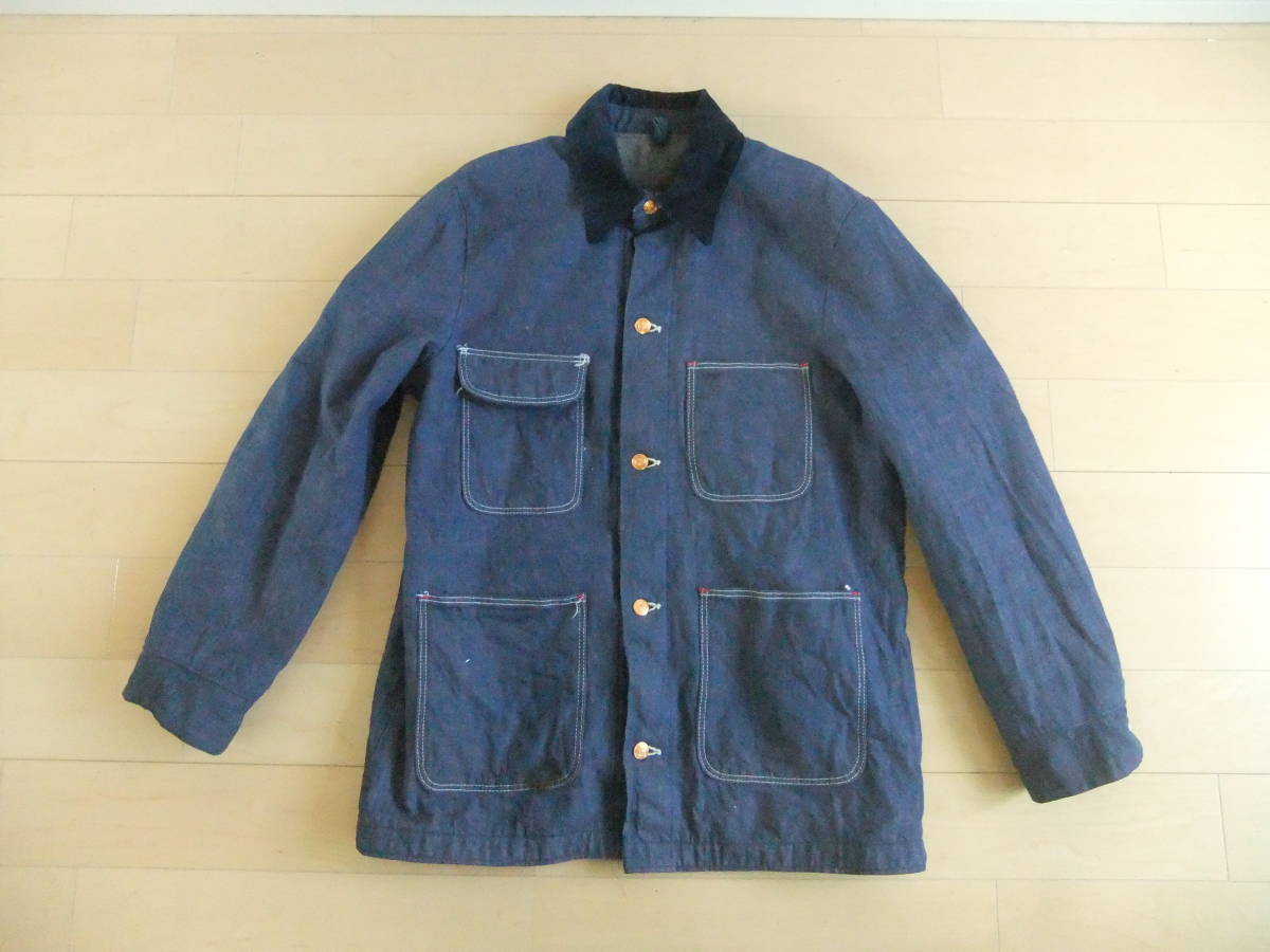 VINTAGE WRANGLER SANFORIZED DENIM WORK JACKET ラングラー 裏地 ブランケット カバーオール サイズ40_画像1