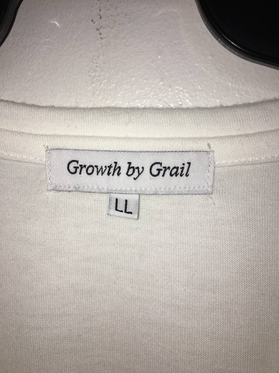 01M3787【Growth by Grail】LL/ホワイト＆ブラック系/半袖Tシャツ/キャラロゴプリント_画像1