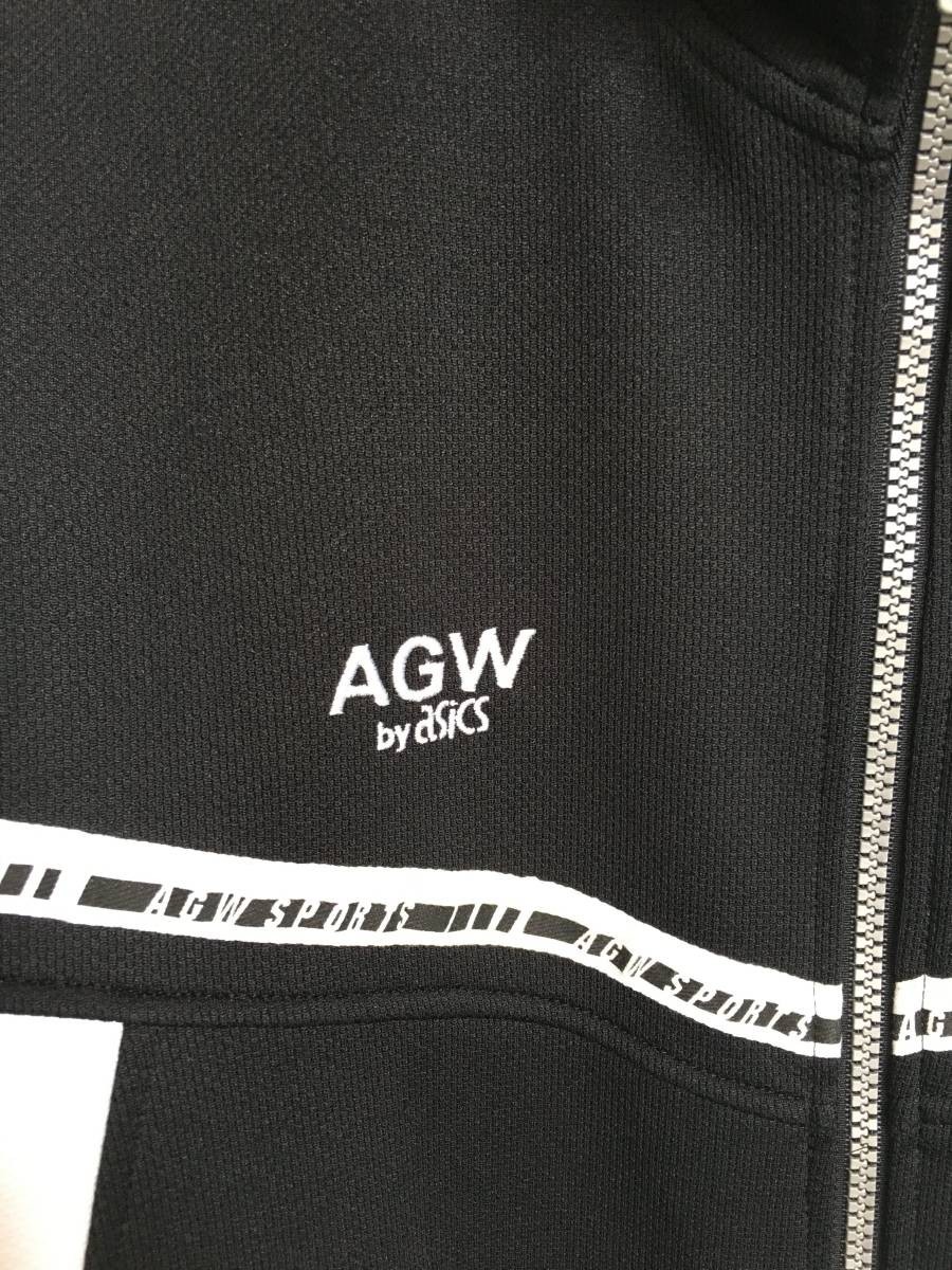 01R3802【 AGW by asics アシックス】SS/ブラック＆ホワイト系/長袖ジャージ/ジップUP_画像2