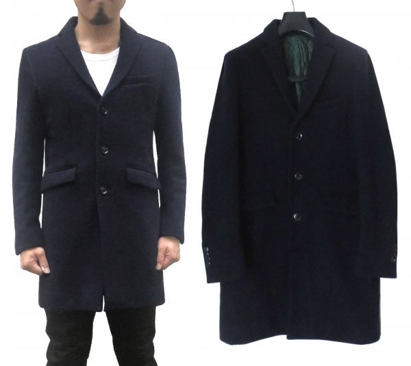  regular price 3.8 ten thousand Abahouse ABA HOUSE cotton inside wool melt n Chesterfield coat 2 dark navy quilting 