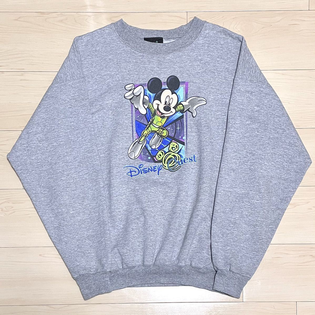 レア【90s USA製 Disney Quest ミッキー プリント スウェットシャツ L】ビンテージ トレーナー fantasmic Fantasia 古着 marvel ヴィラン_画像1