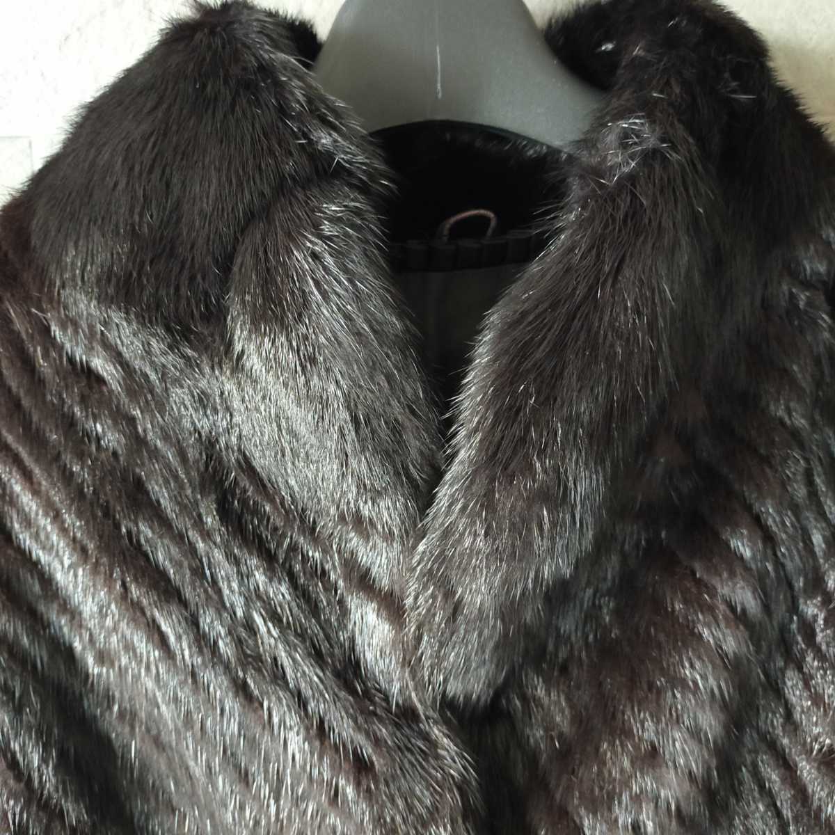 高級毛皮のコート、高級ミンクファーコート ダークブラウン